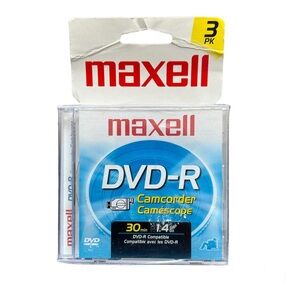 Maxell DVD-R Camcorder 30 Minutes 1.4 GB 3 Pack New Sealed Analog